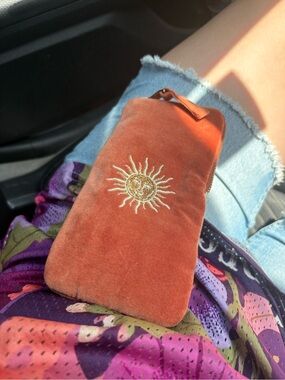 Velvet Sun Embroidered Sunglasses Pouch - Rust